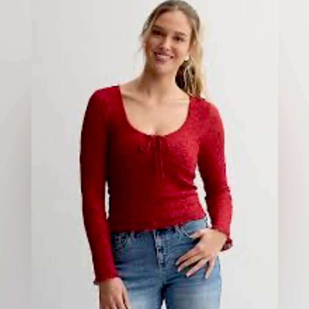 NWT Madden Girl Red Cinched Lace Top Small
